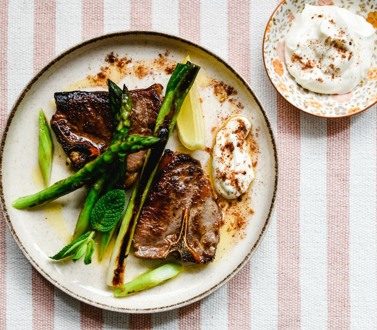 how to cook charred lamb chops with asparagus, spring onion & labneh – Meat House Gourmet Butcher