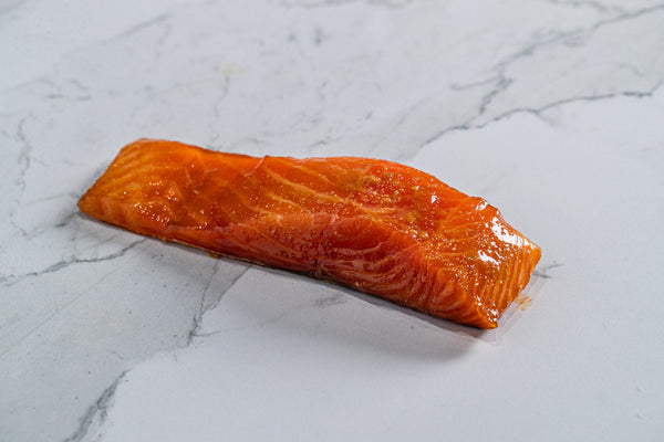 Tomato Marinated Fresh Salmon Portion, Slightly Smoked for baking